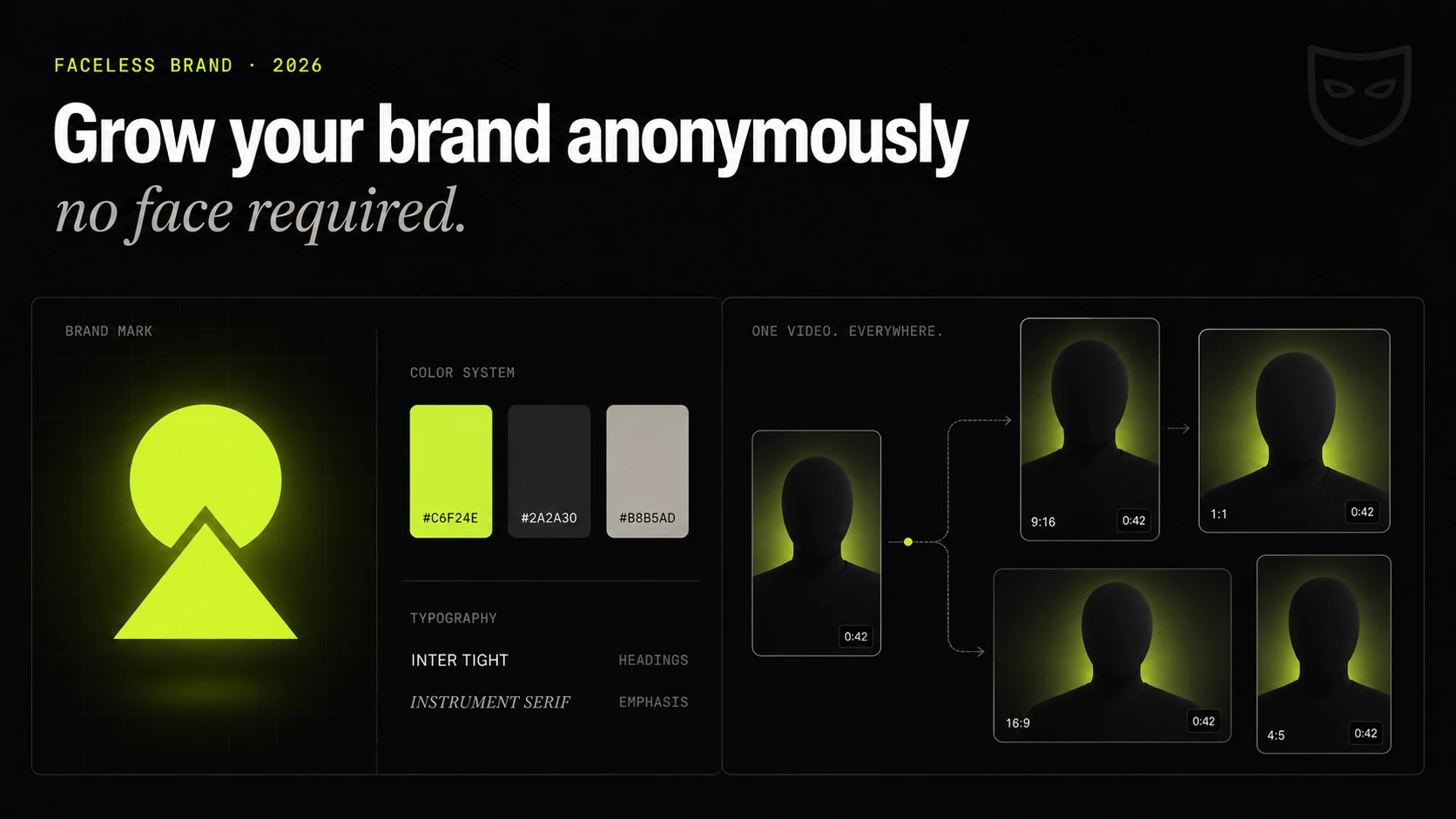 Build a faceless brand that scales. Niche selection, content batching, cross-platform distribution, and monetization, without ever showing your face.