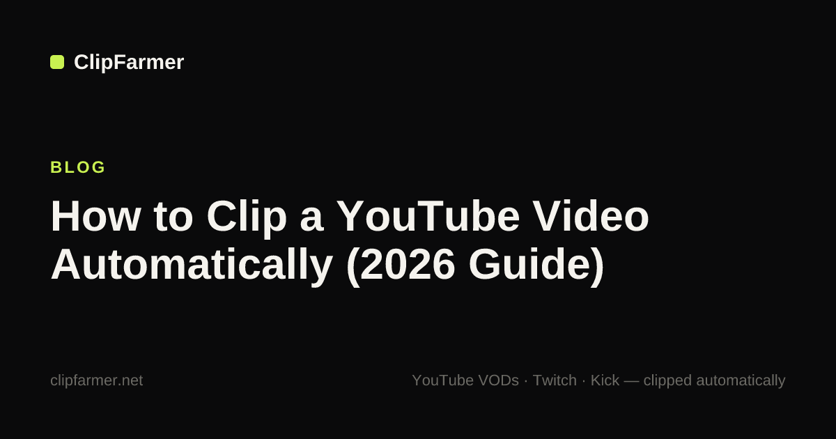 Learn how to clip a YouTube video automatically: paste a URL, let AI read audience signals, and get ranked clips with receipts in minutes. Plans from $9/mo.